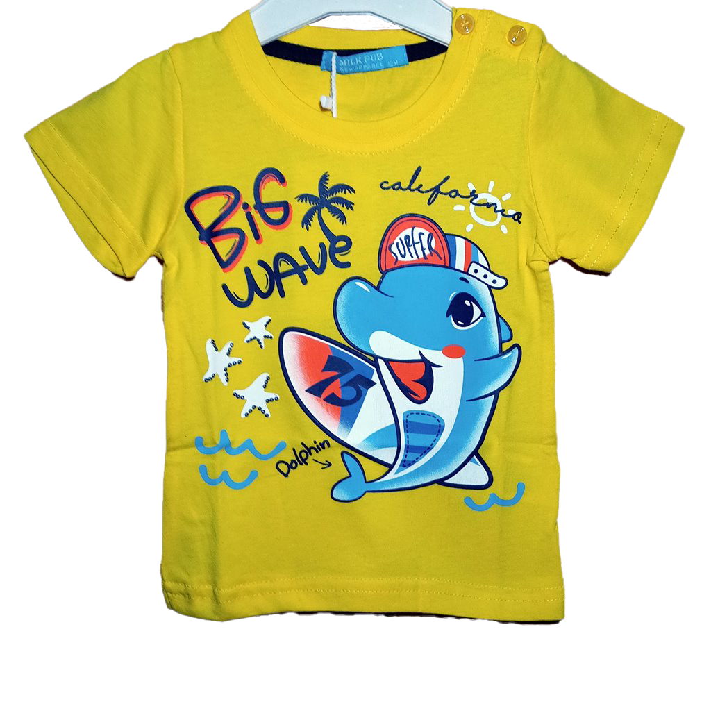 Camiseta Dolphin Amarilla Camiseta amarilla de manga corta para bebé y niño