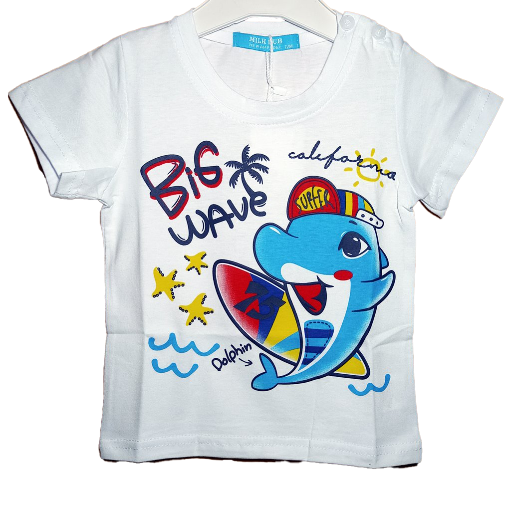 Camiseta Dolphin Blanca Camiseta blanca de manga corta para bebé y niño