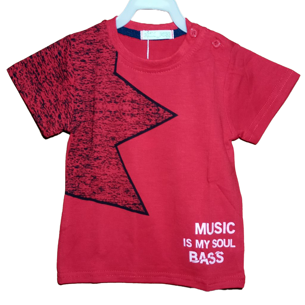 Camiseta Bass Roja Camiseta roja de manga corta para bebé y niño