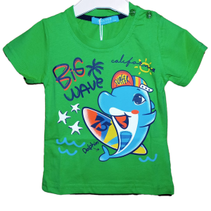 Camiseta manga corta verde para bebé y niño