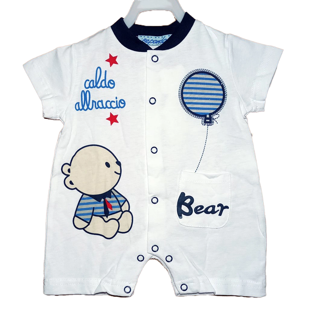 Pelele Bear Blanco Pelele corto blanco para bebé