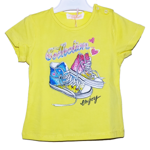Camiseta amarilla de manga corta para bebé y niña