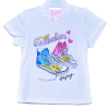 Camiseta blanca de manga corta para bebé y niña