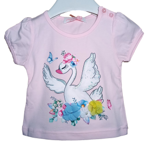 Camiseta rosa de manga corta para bebé y niña