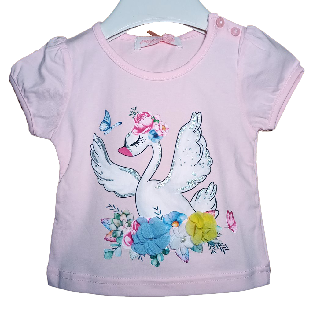 Camiseta Cisne Rosa Camiseta rosa de manga corta para bebé y niña