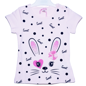 Camiseta rosa de manga corta para bebé y niña