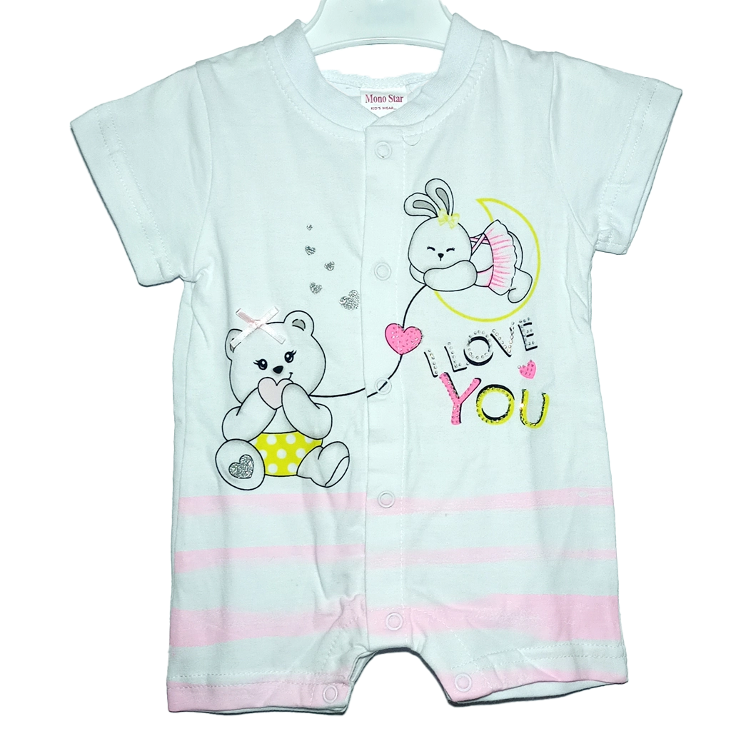 Pelele Love Blanco Pelele corto blanco para bebé niña