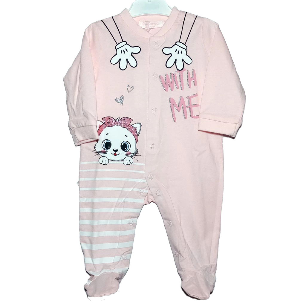 Pelele Cat Rosa Pelele largo rosa para bebé niña