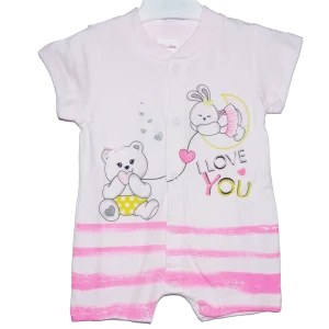 Pelele corto rosa para bebé niña