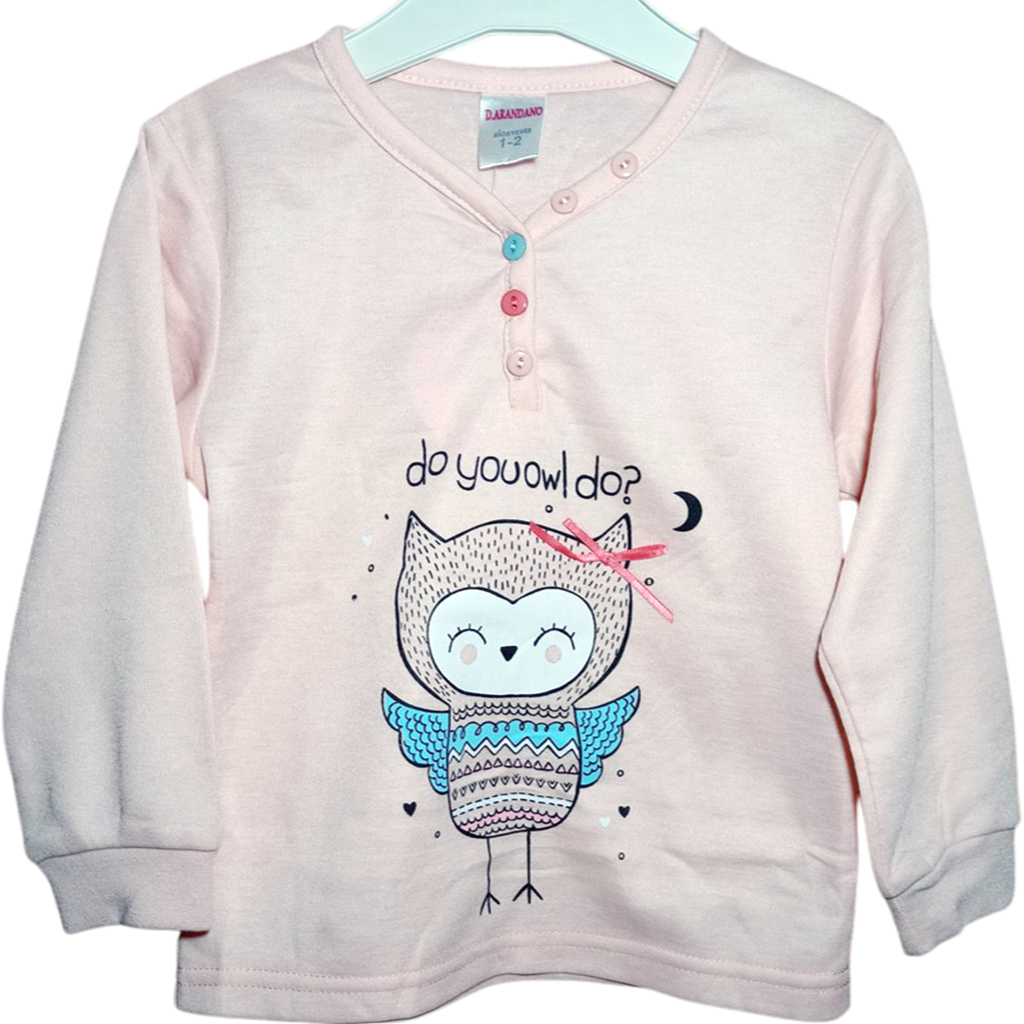 Pijama Búho Rosa Pijama rosa para bebé y niña