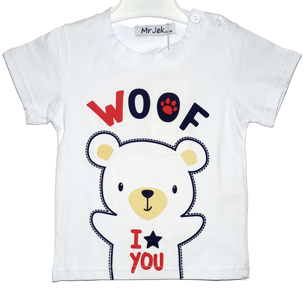 Camiseta Woof Roja Camiseta blanca y roja para bebé